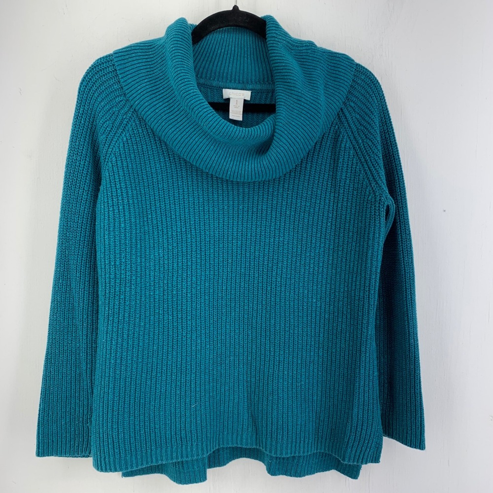 Chicos Shaker Knit Cowl Neck Sweater Rabbit Hair Blend Medium 1 Grandma Fall